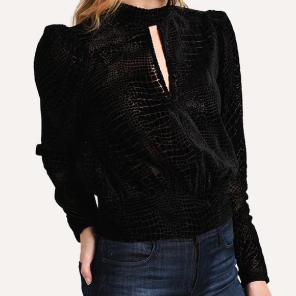 NWT FRAME Velvet Burnout Party Top sz L - Picture 1 of 7